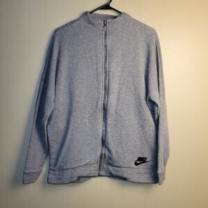 NIKE MEN'S SIZE S GREY COLOR LOGO SWEATSHIRT-FULL ZIP MOCK NECK